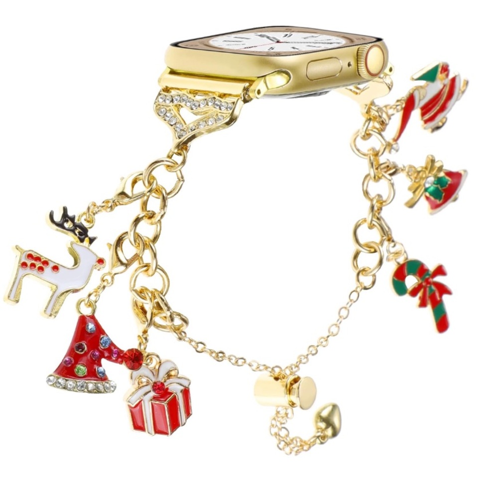 NEW Christmas Gold Apple Watch Band with Charms